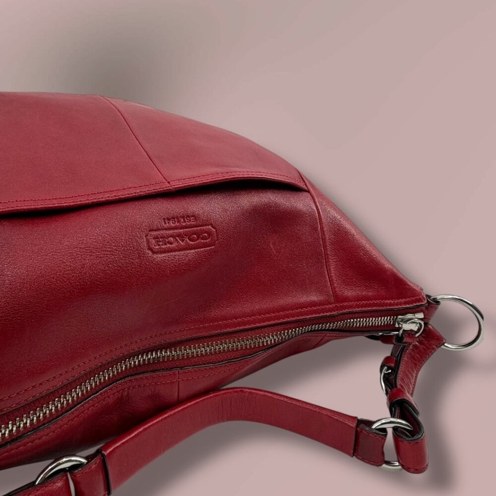 Vintage Coach Soho Hobo Bag Red Pebbled Leather Y2K Classic - Picture 2 of 5